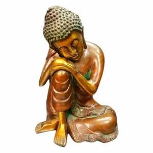 Sıcak satış tapınak dekore Feng Shui hayat ölçekli bronz oturan altın buda heykeli - Product Image 4