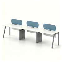 Système de bureau commercial pour 3 personnes avec écran de confidentialité, structure en acier MFC E0, mobilier de poste de travail de bureau