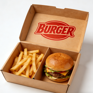 Emballage personnalisé avec logo, écologique, biodégradable, jetable, pour hamburgers de restauration rapide, carton ondulé gaufré - Product Image 5