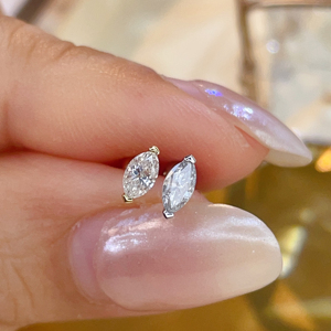 Xinfly 18K Gold 0.26ct Natural Marquise Cut Diamond Screw <b>Back</b> Stud <b>Earrings</b> - Product Image 1