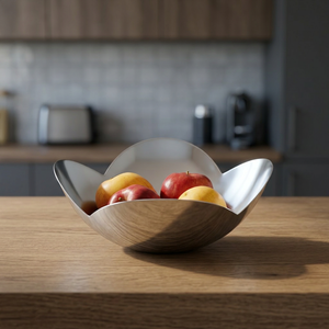 Stainless Steel Modern Adjustable Non-Folding Precision Tolerance Fruit Bowl Single Tier Decorative <b>Tabletop</b> <b>Storage</b> Display - Product Image 2