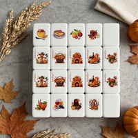 Tuiles de Mahjong Modernes – Cadeau d'Automne pour Thanksgiving – Brodé en Acrylique Écologique de Haute Qualité