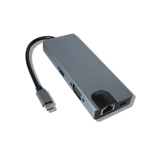 8 trong 1 <span class=keywords><strong>USB</strong></span> <span class=keywords><strong>C</strong></span> Docking Station 100W PD loại <span class=keywords><strong>C</strong></span> <span class=keywords><strong>HUB</strong></span> với RJ45 LAN <span class=keywords><strong>Ethernet</strong></span> HDTV 4k VGA TF/SD Đầu đọ<span class=keywords><strong>c</strong></span> thẻ cho Macbook - Product Image 2