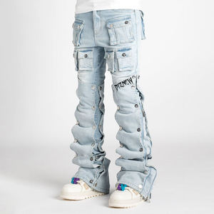جينز رجالي من ديزنيو 2025 بطول كامل مع تفاصيل ممزقة وأزرار كبس لإطلالة عصرية وضيقة - Product Image 3