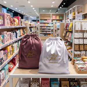 Bolsa de Almacenamiento Personalizada de Satén con Cordón para Pelucas, Extensiones de Cabello, Lencería, Zapatos y Regalos, con Logotipo Impreso, MOQ 100 Piezas, Directo de Fábrica en China - Product Image 3