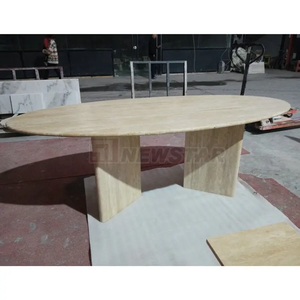 Newstar Natural Oval <strong>Round</strong> Stone Coffee <strong>Tables</strong> Custom Hotel Simple Reception Desk Luxury Home Travertine Marble <strong>Dining</strong> <strong>Table</strong> - Product Image 2