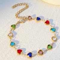 Pulseras de Aleación con Diamantes de Imitación, Estilo Europeo Americano, Coloridas, con Corazón, Personalizadas, Modernas y de Alta Gama, Regalo para Mujer