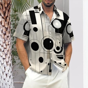 Chemise boutonnée à col montant pour homme, coupe standard, logo personnalisé, respirante, impression sérigraphique ODM, décontractée, à manches courtes, pour les vacances d'été - Product Image 3