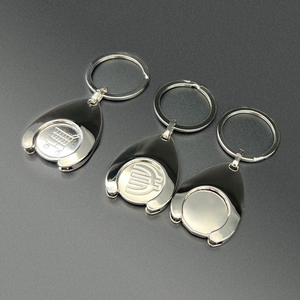 R2LE Supermarché Chariots Sacs Pratique Panier Pièce Porte-clés Euro/Blanc Motif Fiable Porte-clés 25mm Métal Matériel - Product Image 5
