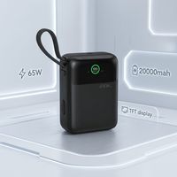 Batterie externe 65W PD 20000mAh avec câbles intégrés, écran TFT, mini chargeur portable pour ordinateur portable et téléphone mobile