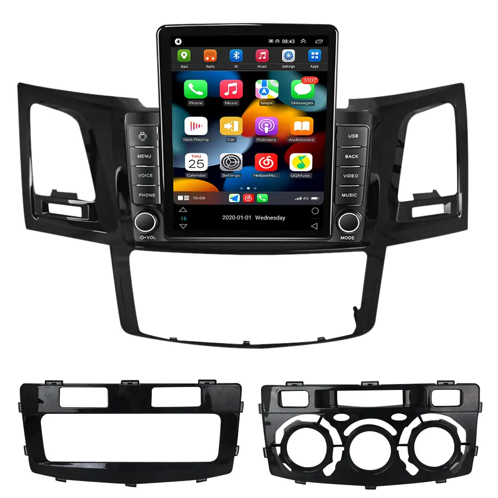 Navifly — autoradio Tesla Android 11, Navigation GPS, mirrorlink, 8G + 2004G, sortie AV, pour voiture Toyota Fortuner Hilux (2014 à 128)