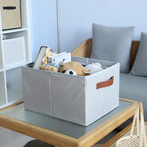 Boîte de rangement pliable en tissu de coton et de lin durable pour armoire, literie, chaussures, jeans, vêtements de bébé, jouets, usage polyvalent - Product Image 5