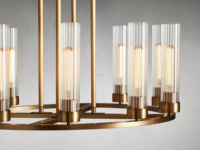 Tubo de vidrio de granja dorado 10 Luces candelabros de rueda de vagón accesorio de lujo redondo iluminación colgante de techo para comedor sala de estar