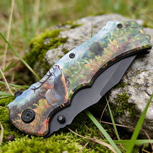 Nuevo Cuchillo Plegable de Acero Inoxidable de Primera Calidad, Cuchillos de Supervivencia con Estampado de Animales para Campamento al Aire Libre, Cuchillos EDC para Caza y Senderismo - Product Image 4
