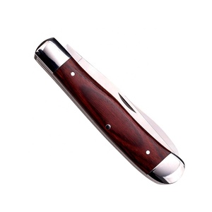 Couteau multi-outils traditionnel artisanal DRAWELL PH-2717 EDC en acier inoxydable à <span class=keywords><strong>lame</strong></span> dentelée, manche en <span class=keywords><strong>bois</strong></span> de Pakka, pour chasseur et trappeur, OEM - Product Image 3