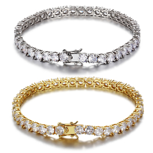 Pulsera de Tenis de Moda Personalizada, Chapada en Oro de 14K y 18K, con Moissanita de 4mm, Joyería de Alta Calidad para Mujer - Product Image 2