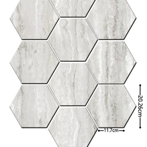 Carreaux muraux hexagonaux autocollants, série marbre et grain <span class=keywords><strong>de</strong></span> <span class=keywords><strong>bois</strong></span>, papier peint géométrique 3D, autocollants muraux imperméables pour la décoration <span class=keywords><strong>de</strong></span> la maison - Product Image 2
