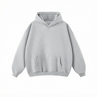 Hoodie Pria Rajut Oversize Solid 2026 Musim Dingin, 100% Katun, Aplikasi Cetak Silikon, Tebal, Nyaman, dan Terawetkan