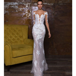 <span class=keywords><strong>Robe</strong></span> <span class=keywords><strong>de</strong></span> <span class=keywords><strong>mariée</strong></span> sirène en dentelle avec traîne détachable, tenue <span class=keywords><strong>de</strong></span> mariage <span class=keywords><strong>de</strong></span> style occidental - Product Image 3