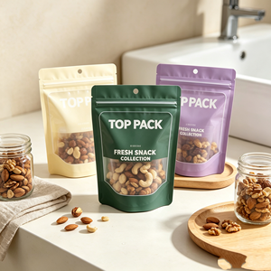 Custom Printed Multi Color Resealable PET PE Snack Pouch with Clear Window for Mixed Nuts Dried Fruit <b>Almond</b> Cashew Retail - Product Image 4