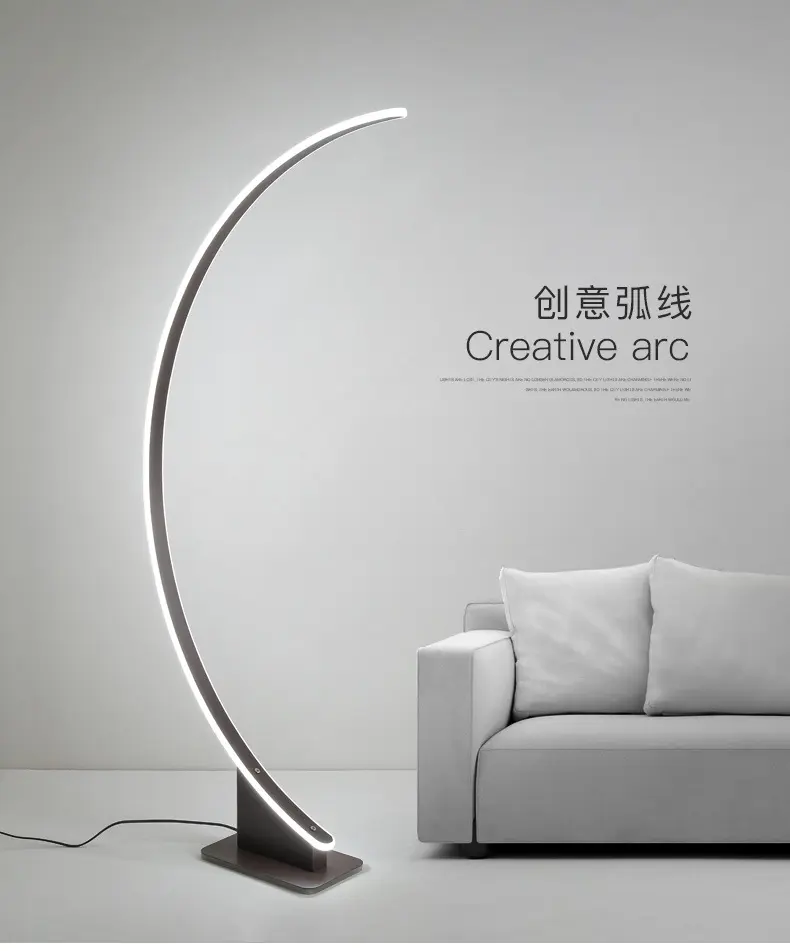 ブラックモダン照明foscarini RGB LEDデザイナー真鍮フロアランプカーブゴールドミニマルランプLEDスタンドライト