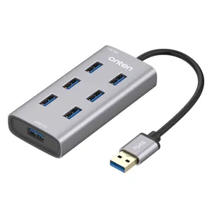 Hub USB 3.0 Ultra Tipis, Hub 7 Port Ultra Tipis, Aluminium Cocok dengan Mac Pro