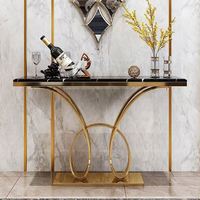 Meubles de salon à bon prix Table console avec dessus en marbre ou dessus en verre et cadre en acier inoxydable