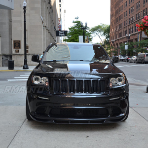 Kit carrosserie 3 pièces pour pare-chocs avant de Jeep Grand Cherokee SRT8 2012-2016, style carbone noir brillant, avec séparateur et spoiler SRT - Product Image 3