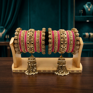 กำไลข้อมือ PADMAWATI BANGLES PRIVATE LIMITED คุณภาพสูง หรูหรา ทังสเตนชุบทอง หลายสี ชุดกำไลข้อมือสำหรับผู้หญิง ของขวัญสำหรับงานหมั้น - Product Image 4