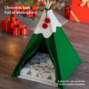 Großhandel neues Design Weihnachten Katze Hund Schlaf nest Faltbares Haustier zelt Nettes Katzen höhlen zelt Halb geschlossene Matte Zwinger Haustier betten - Product Image 2