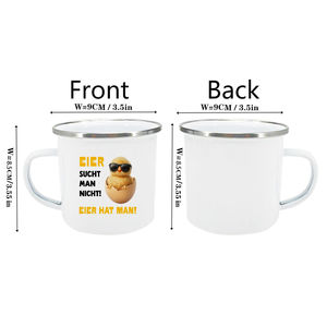 Mug <span class=keywords><strong>en</strong></span> émail amusant pour Pâques « Eier Sucht Man Nicht » – Cadeau original pour homme, idéal pour café, thé, boissons chaudes ou froides – <span class=keywords><strong>Tasse</strong></span> <span class=keywords><strong>en</strong></span> émail - Product Image 2