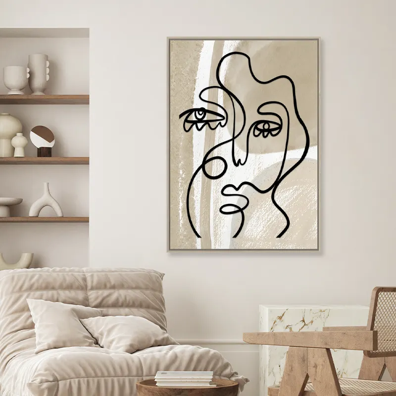 Toile moderne Art Femmes Lady Portrait 3D Texture Wall Art Home Designs Image encadrée Toile tendue