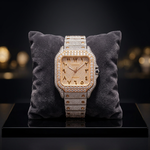 Custom High Quality Men's Mechanical Quartz Chronograph <b>Watch</b> 10mm Band Width Sapphire Glass Iced Moissanite Dial Leather Luxury - Product Image 2