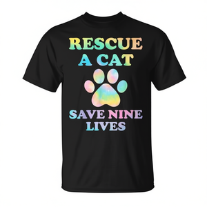 T-shirt Tie-Dye « Sauvez un chat, sauvez neuf vies » pour les amoureux des chats – Vêtement promotionnel pour les passionnés de chats - Product Image 2