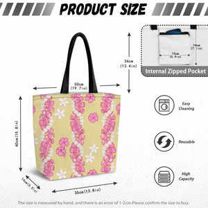 Borsa da Shopping con stampa personalizzata lavabile a sublimazione Tote in tela <span class=keywords><strong>Hawaii</strong></span> Puakenikeni Lei riutilizzabile per spiaggia - Product Image 5