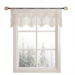 Handmade Cotton Rope Macrame Valance Boho Tassels Window Short Doorway <b>Curtains</b> <b>for</b> <b>Kitchen</b> Living Room Diwali Decor - Product Image 3