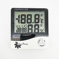 Lash LCD Digital Temperature Humidity Meter HTC-2/HTC-1 Higrometer Termometer Stasiun Cuaca untuk Rumah Dalam & Luar Ruangan dengan Jam