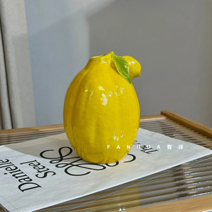 Jarrón de cerámica con diseño de limón y ramas de limón artificiales para decoración del hogar, jarrón de mesa para sala de estar, estilo moderno - Product Image 5