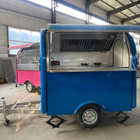 Promotion Usine Dream Fly PST-FN10 Remorque Food Truck Non Motorisée en Acier Inoxydable Bleu Marine à 3 Roues Style Traction