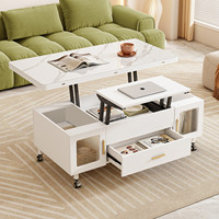 Table basse moderne convertible multifonctionnelle avec plateau relevable 2-en-1, table à manger réglable, table à thé pliable mobile pour salon