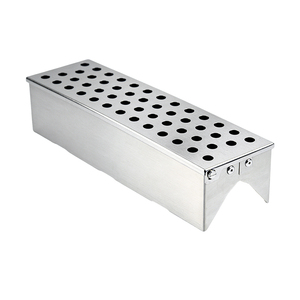 Boîte à fumée Pinnovo en acier inoxydable pour copeaux de bois, double forme en V, avec couvercle à charnières, pour barbecue au charbon de bois, couvercle de barbecue extérieur - Product Image 2