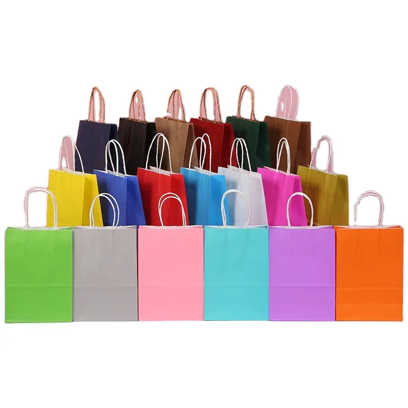 Tas Kertas Kraft Hadiah Daur Ulang Murah Grosir dengan Pegangan Putar, Tas Belanja Kertas Kerajinan Coklat Alami atau Putih