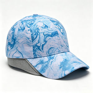Marble Print 5 Panel Camp Hat with Chin Strap Quick Dry Outdoor Camping Hat for Men Women - Product Image 2
