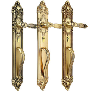 <strong>French</strong> <strong>Door</strong> Handle European Gold Family Universal Double Open Outdoor Wooden <strong>Door</strong> Lock Set - Product Image 1