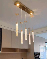 Luminaire suspendu pour restaurant, bar, hôtel, style moderne minimaliste, cristal à bulles, LED, télécommande, hauteur réglable