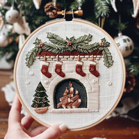 Kit de bricolage en tissu de coton brodé à la main pour Noël, arbre de Noël et cadeau, best-seller sur Etsy pour l'exportation