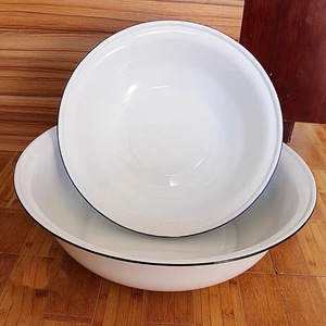 Vente en gros de grand bol à mélanger en fonte émaillée de 50 cm, émail blanc - Product Image 3