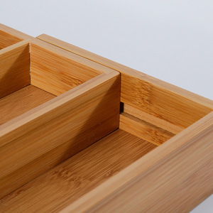 Bamboo Cutlery Organizer Rectangular Stainless Steel <b>Kitchen</b> Drawer <b>Storage</b> <b>Box</b> Tableware Holder - Product Image 2