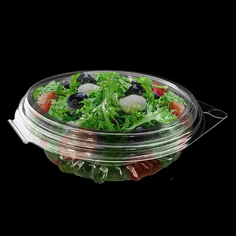 Atacado 12oz claro pet plástico descartável copo salada e frutas takeaway tigelas com tampa clamshell