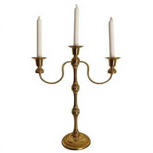 3 Arms Luxury Candle Stand Wedding Occasion Decoration Table Display Gold Finish <b>Candelabra</b> Heat Resistance Customizable Designs - Product Image 1